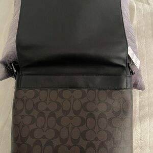 Coach Small Messenger Bag Signature Monogram Black Brown